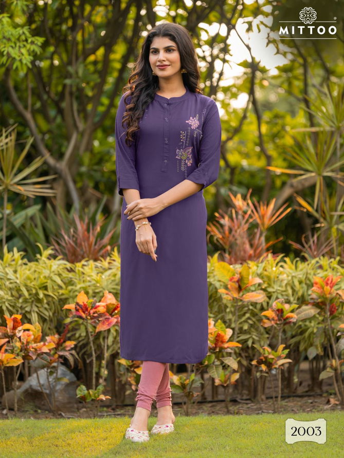 Exotica By Mittoo Rayon Designer Surat Kurtis Wholesale Market